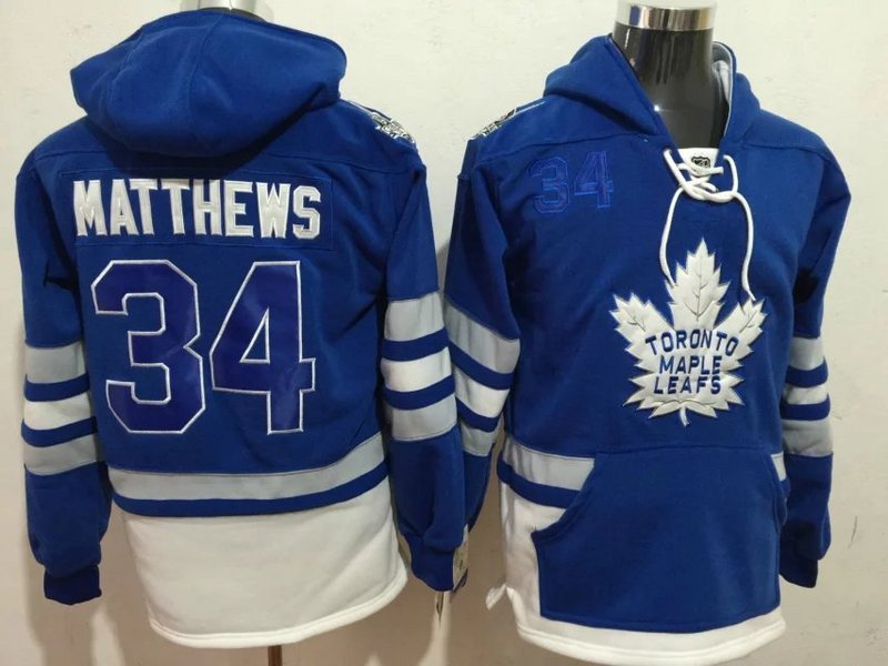NHL Toronto Maple Leafs #34 Matthews Blue Hoodie