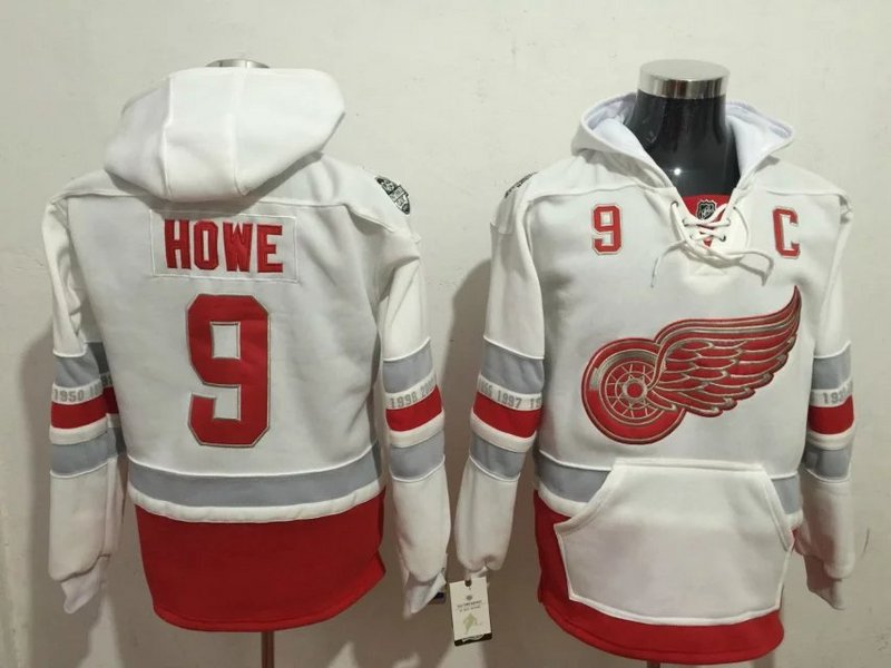 NHL Detroit Red Wings #9 Howe White Hoodie