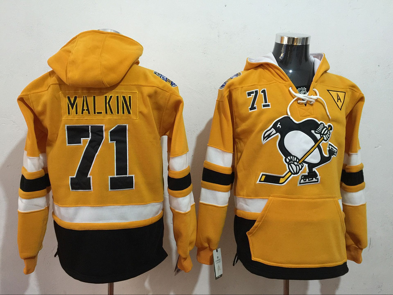 NHL Pittsburgh Penguins #71 Malkin Yellow Hoodie