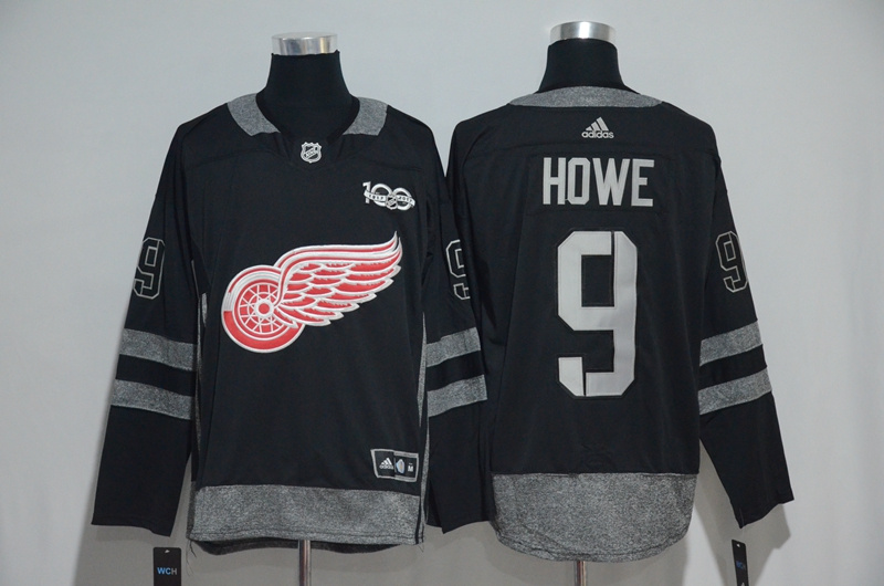 NHL Detroit Red Wings #9 Howe Black 100th Anniversary Jersey