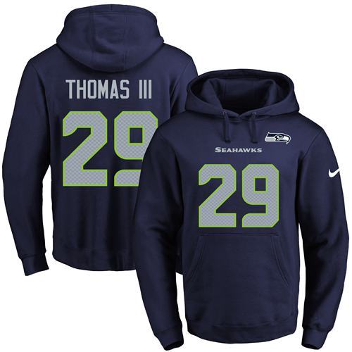 NFL Seattle Seahawks #29 Thomas III Blue Hoodie
