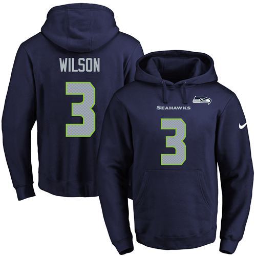 NFL Seattle Seahawks #3 Wilson Blue Hoodie