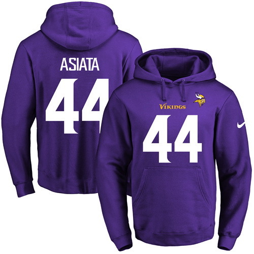NFL Minnessota Vikings #44 Asiata Purple Hoodie