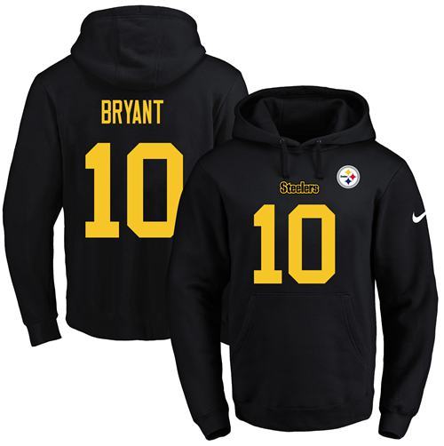 NFL Pittsburgh Steelers #10 Bryant Yellow Number Black Hoodie