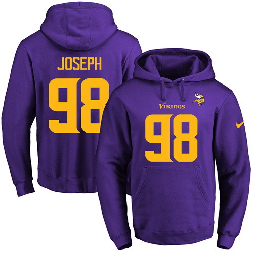 NFL Minnessota Vikings #98 Joseph Yellow Number Purple Hoodie