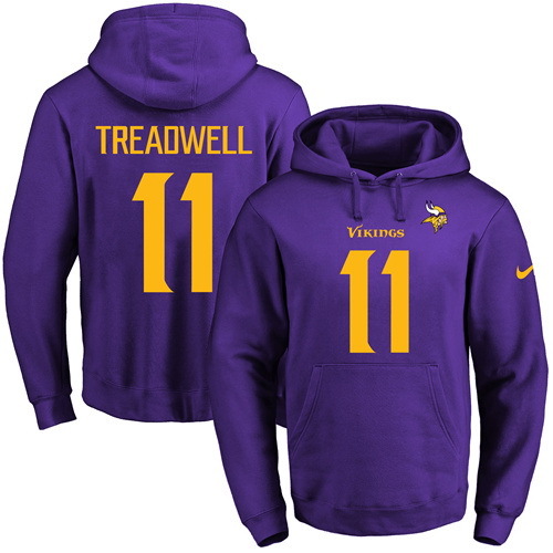 NFL Minnessota Vikings #11 Treadwell Yellow Number Purple Hoodie