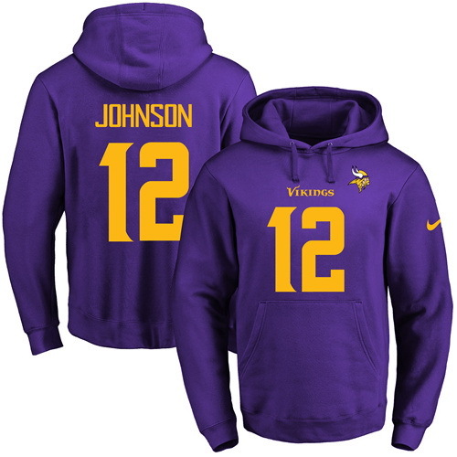 NFL Minnessota Vikings #12 Johnson Yellow Number Purple Hoodie