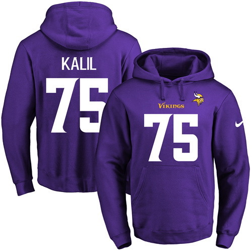 NFL Minnessota Vikings #75 Kalil Purple Hoodie
