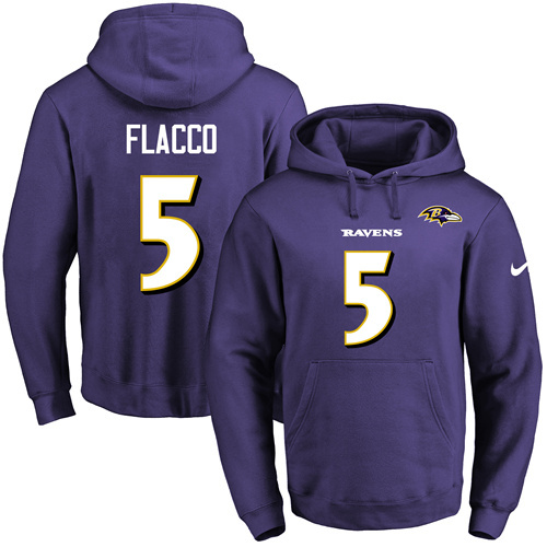 NFL Baltimore Ravens #5 Flacco Purple Hoodie