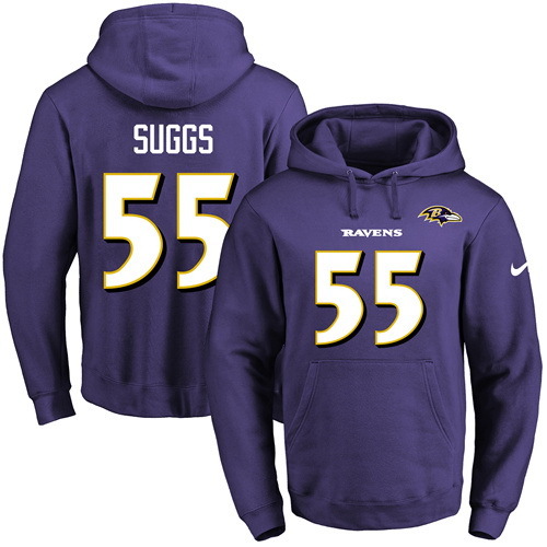 NFL Baltimore Ravens #55 Suggs Purple Hoodie