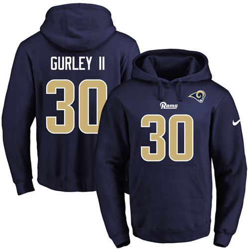 NFL Los Angeles Rams #30 Gurley II Blue Hoodie