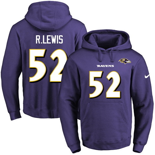 NFL Baltimore Ravens #52 R.Lewis Purple Hoodie