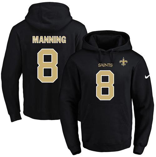 NFL New Orleans Saints #8 Manning Black Hoodie