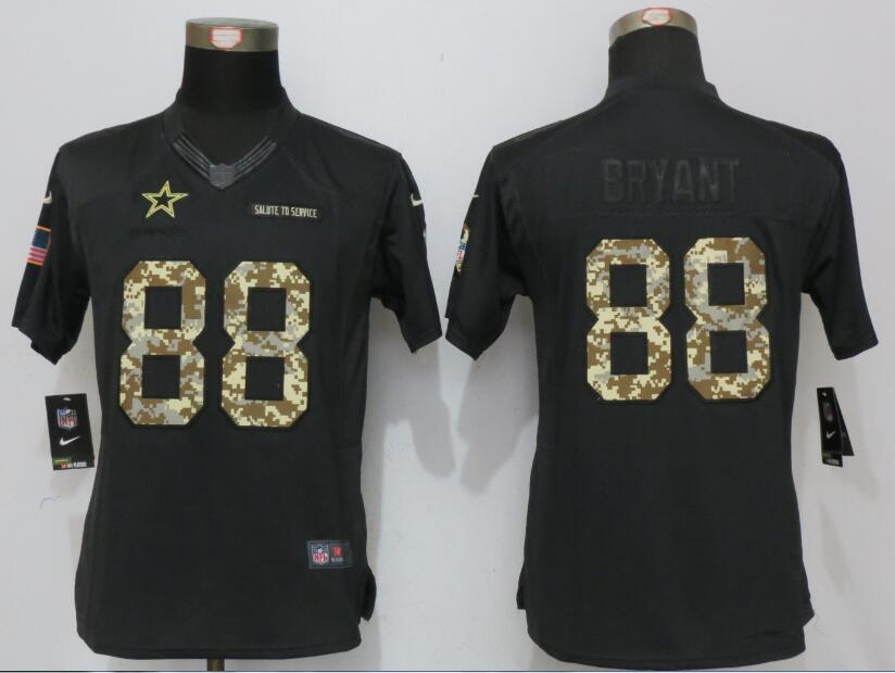 Women Nike Dallas Cowboys 88 Bryant Anthracite Salute To Service Elite Jersey