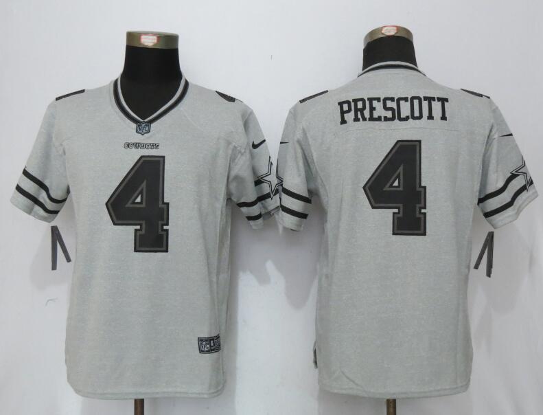 Women Nike Dallas Cowboys 4 Prescott Gridiron Gray II Elite Jersey