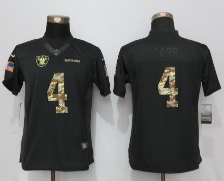 Women Nike Oakland Raiders 4 Carr Anthracite Salute To Service Elite Jersey