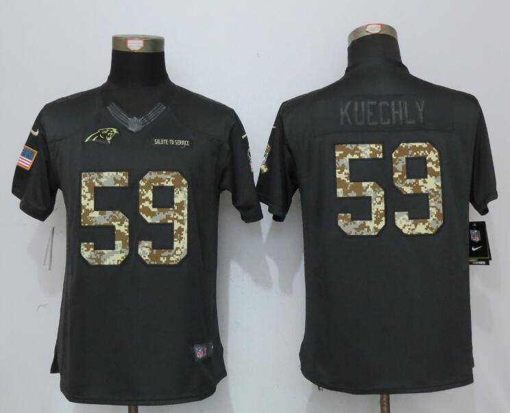Women Nike Carolina Panthers 59 Kuechly Anthracite Salute To Service Elite Jersey