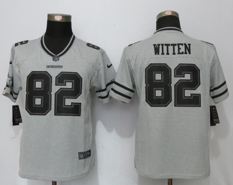 Women Nike Dallas Cowboys 82 Witten Gridiron Gray II Elite Jersey