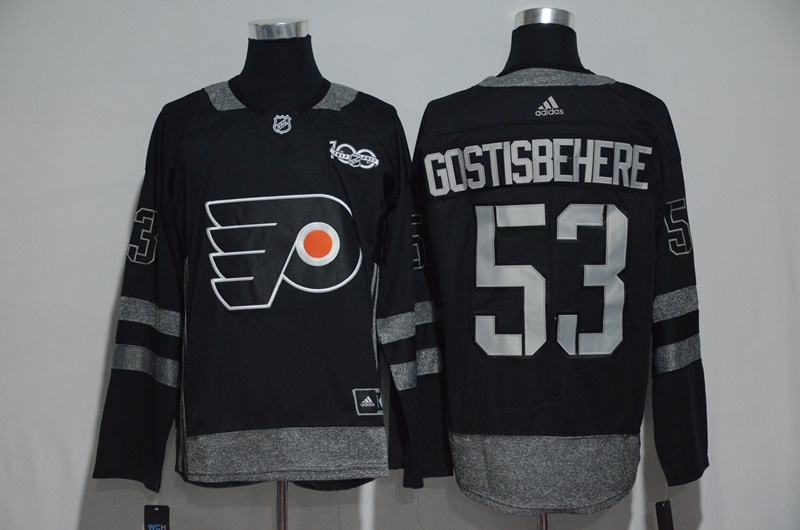 NHL Philadelphia Flyers #53 Gostisbehere Black 100th Anniversary Jersey