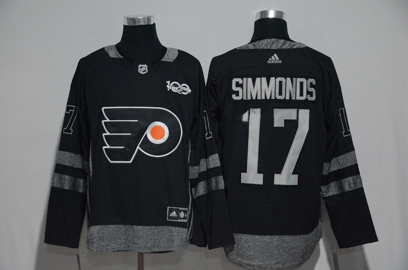 NHL Philadelphia Flyers #17 Simmonds Black 100th Anniversary Jersey