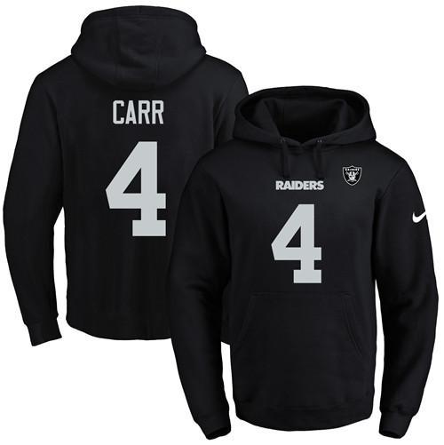 NFL Oakland Raiders #4 Carr Black Hoodie