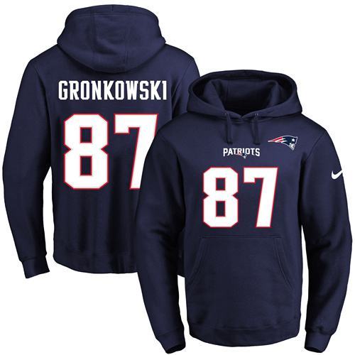 NFL New England Patriots #87 Gronkowski Blue Hoodie