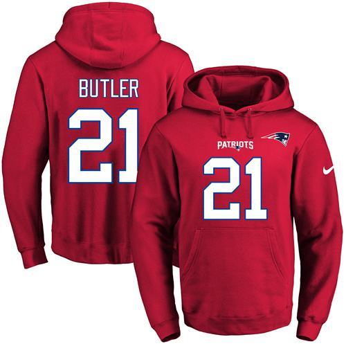 NFL New England Patriots #21 Butler Red Hoodie
