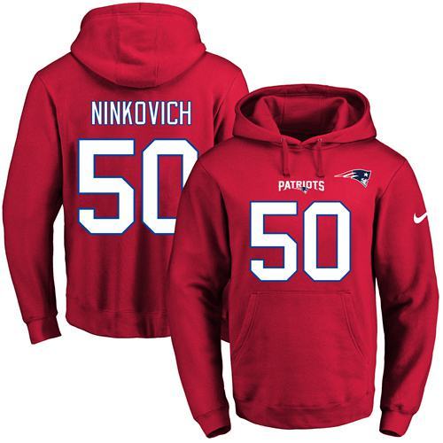 NFL New England Patriots #50 Ninkovich Red Hoodie