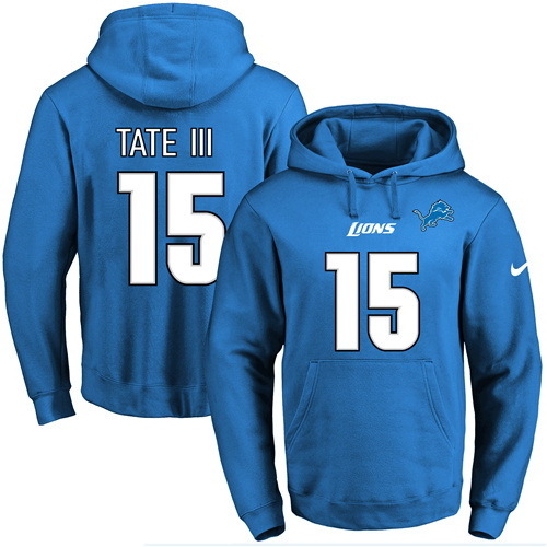 NFL Detroit Lions #15 Tate III Blue Hoodie