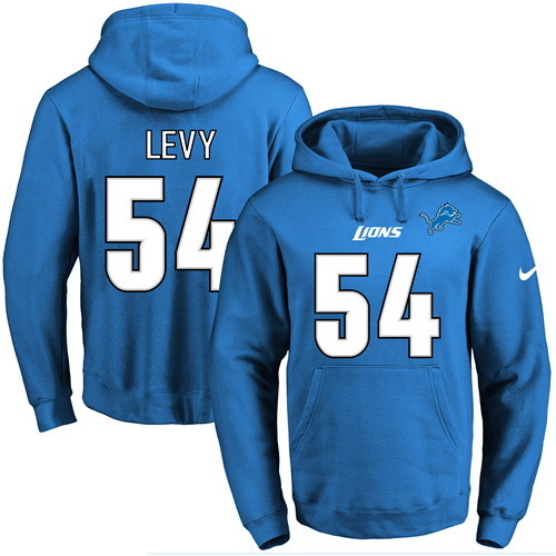 NFL Detroit Lions #54 Levy Blue Hoodie