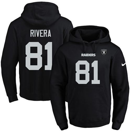 NFL Oakland Raiders #81 Rivera Black Hoodie