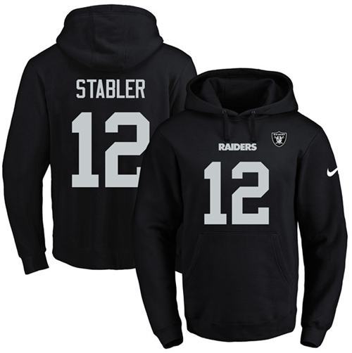 NFL Oakland Raiders #12 Stabler Black Hoodie