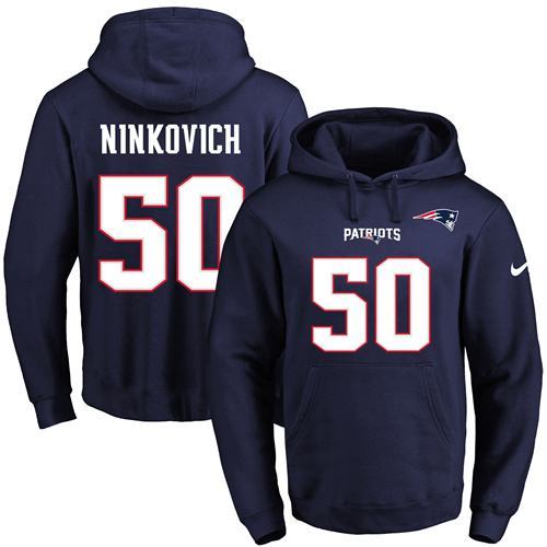 NFL New England Patriots #50 Ninkovich Blue Hoodie