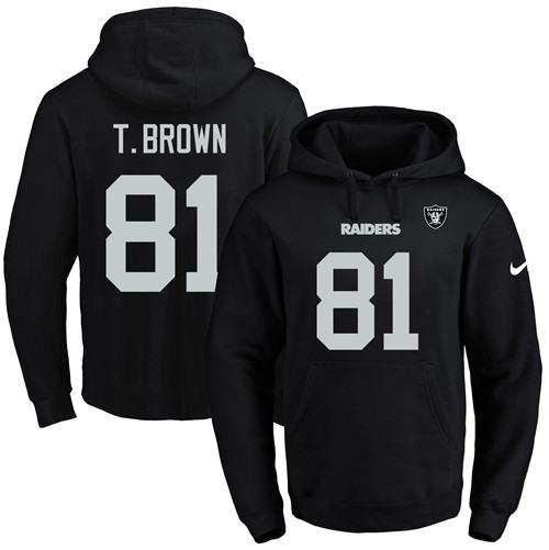 NFL Oakland Raiders #81 T.Brown Black Hoodie