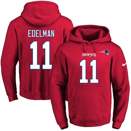 NFL New England Patriots #11 Edelman Red Hoodie