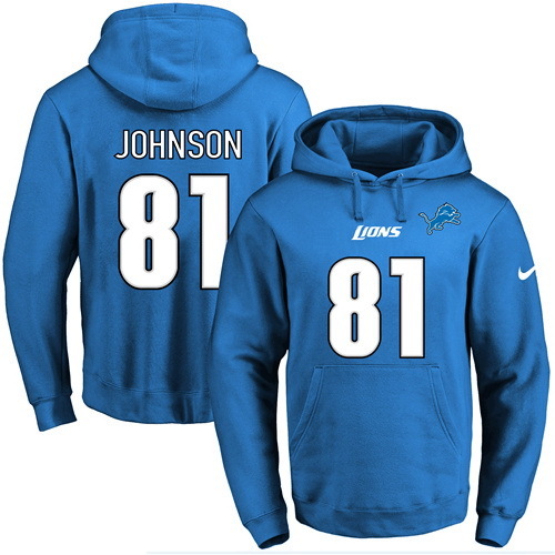 NFL Detroit Lions #81 Johnson Blue Hoodie