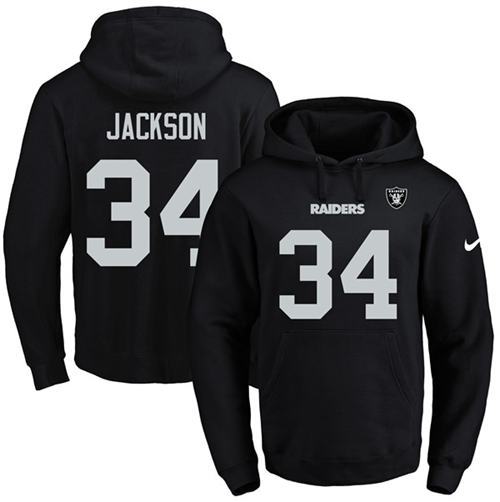 NFL Oakland Raiders #34 Jackson Black Hoodie