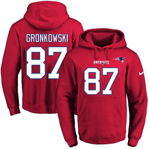 NFL New England Patriots #87 Gronkowski Red Hoodie