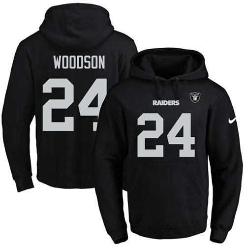 NFL Oakland Raiders #24 Woodson Black Hoodie