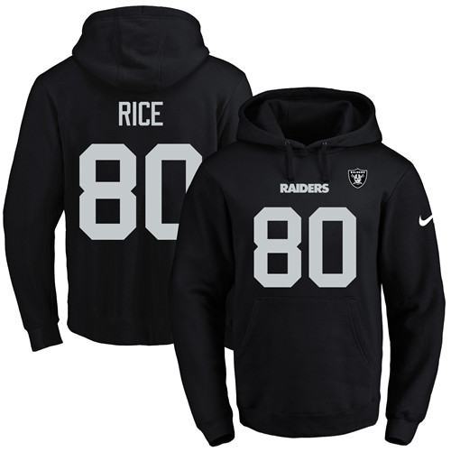 NFL Oakland Raiders #80 Rice Black Hoodie