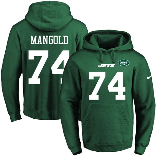 NFL New York Jets #74 Mangold Green Hoodie