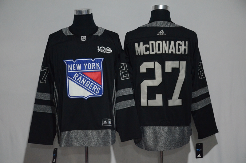 NHL New York Rangers #27 McDonagh Black 100th Anniversary Jersey