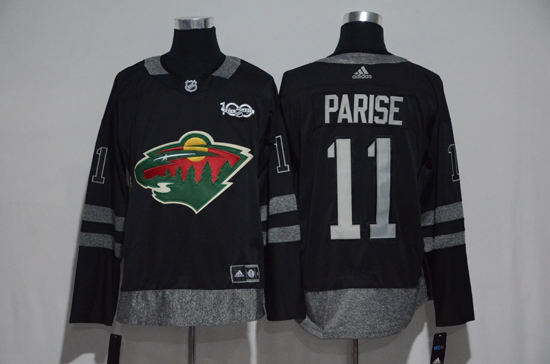 NHL Minnesota Wild #11 Parise Black 100th Anniversary Jersey
