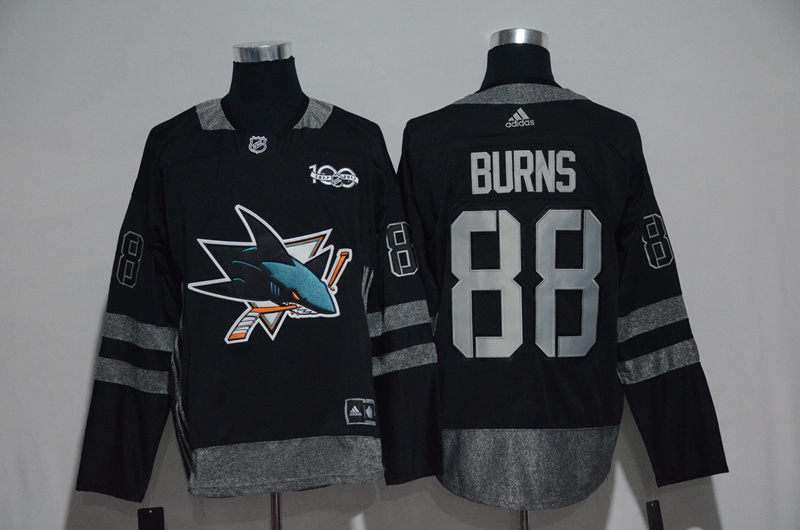 NHL San Jose Sharks #88 Burns Black 100th Anniversary Jersey