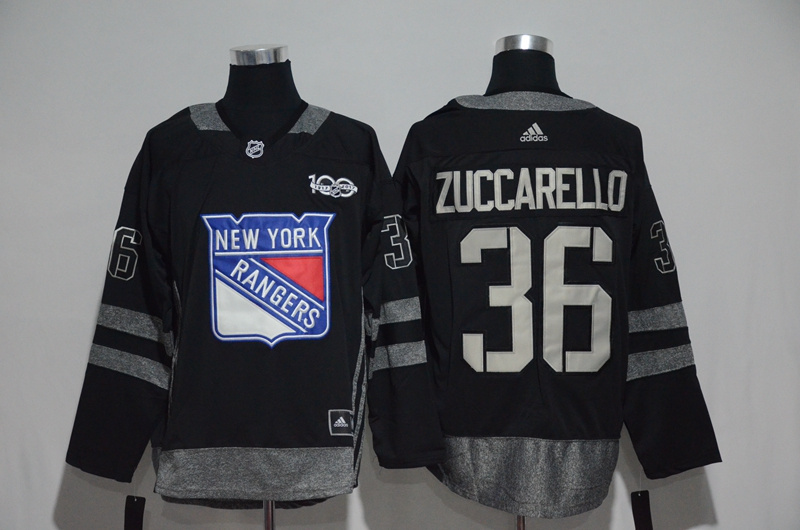 NHL New York Rangers #36 Zuccarello Black 100th Anniversary Jersey