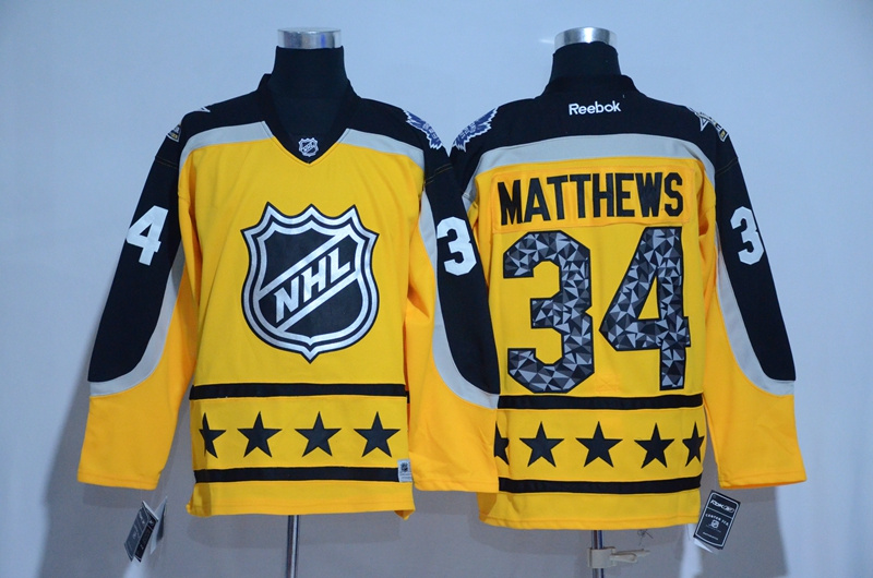 NHL 2017 All Star #34 Matthews Yellow Jersey