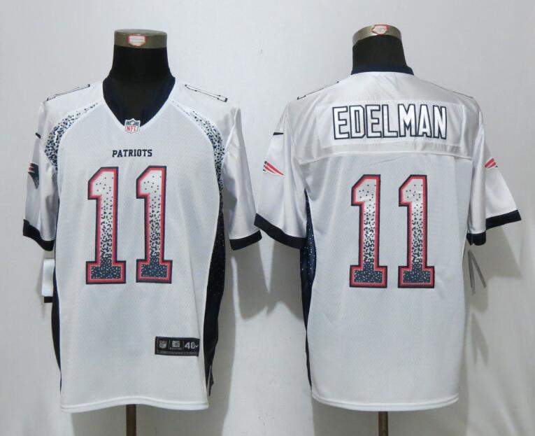 New Nike New England Patriots 11 Edelman Drift Fashion White Elite Jersey