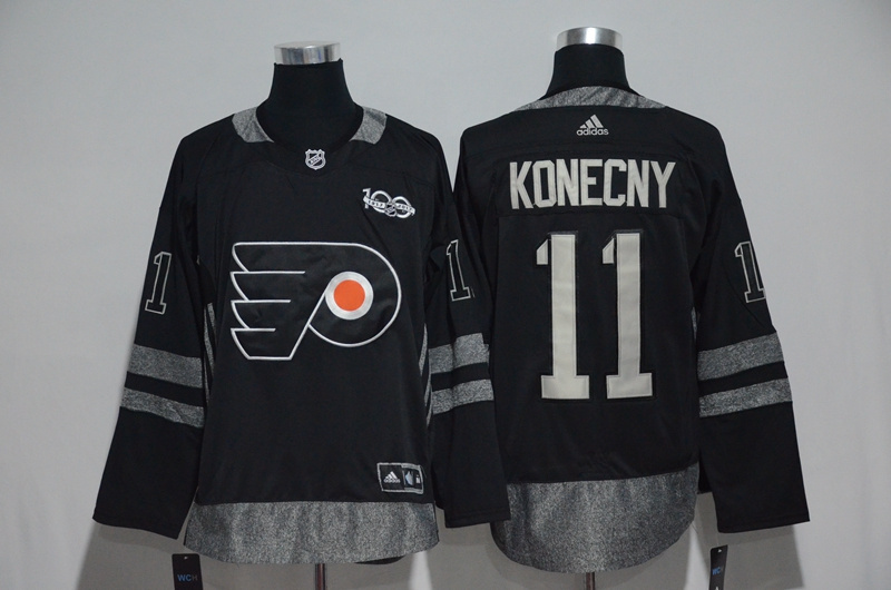NHL Philadelphia Flyers #11 Konecny Black 100th Anniversary Jersey