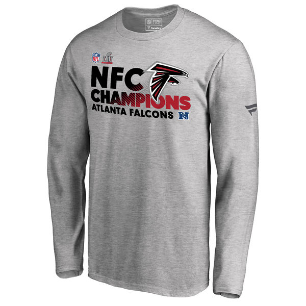 NFC Altanta Falcons Champions Grey Long Sleeve Mens T-Shirt