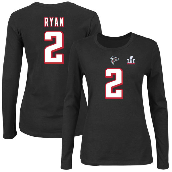 NFL Atlanta Falcons #2 Ryan Black Women T-Shirt with Superbowl Patch